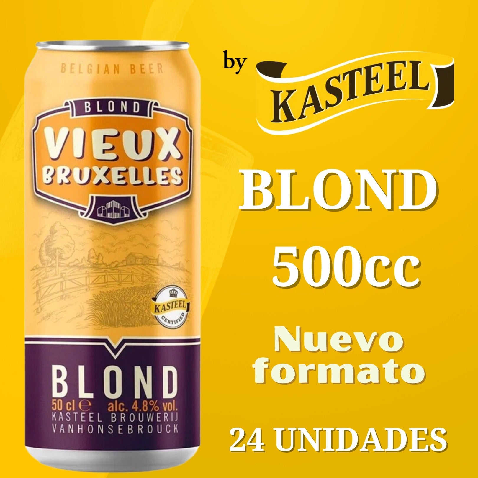 Kasteel Blond Vieux Bruxelles 500 cc - Caja 24 Cervezas