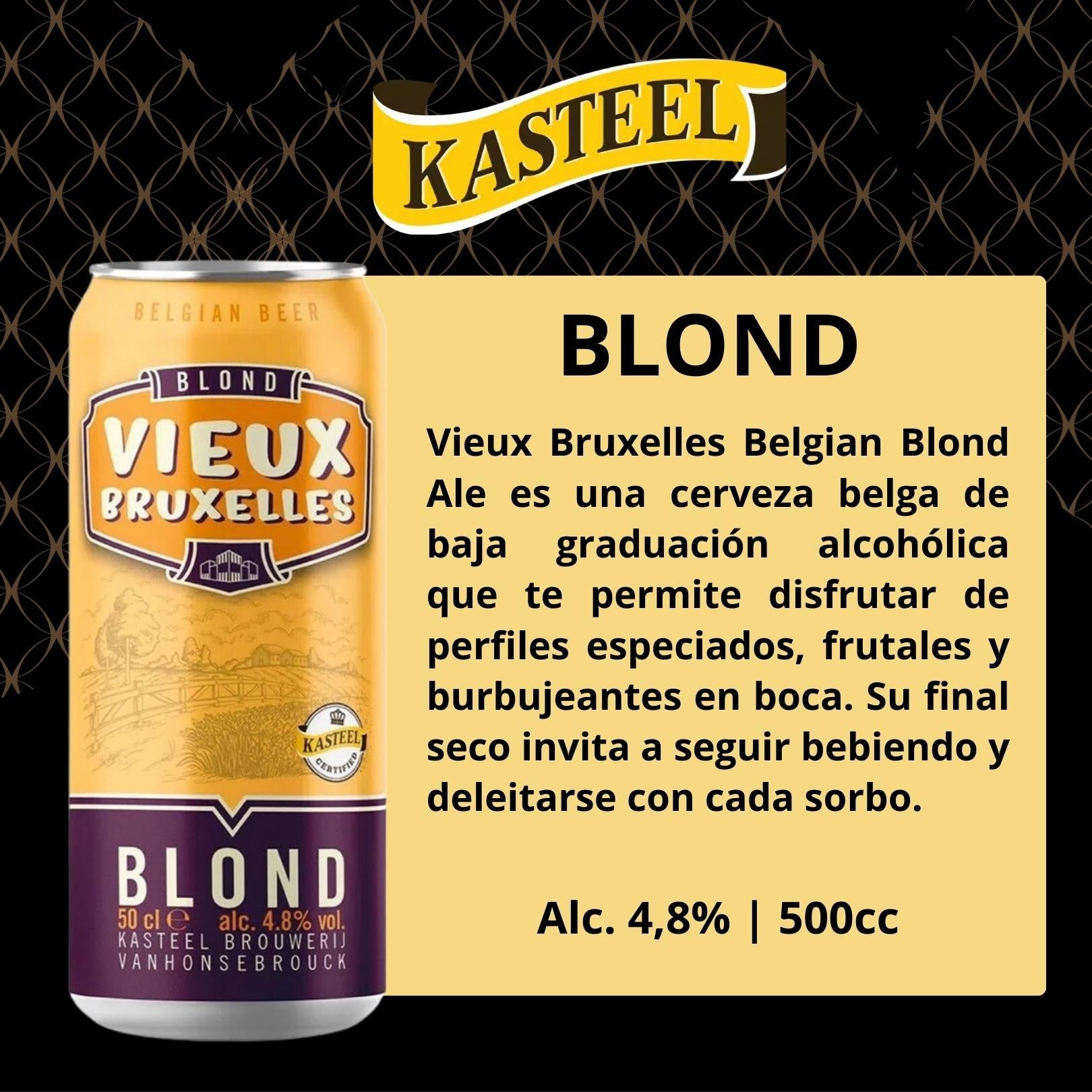Kasteel Blond Vieux Bruxelles 500 cc - Caja 24 Cervezas